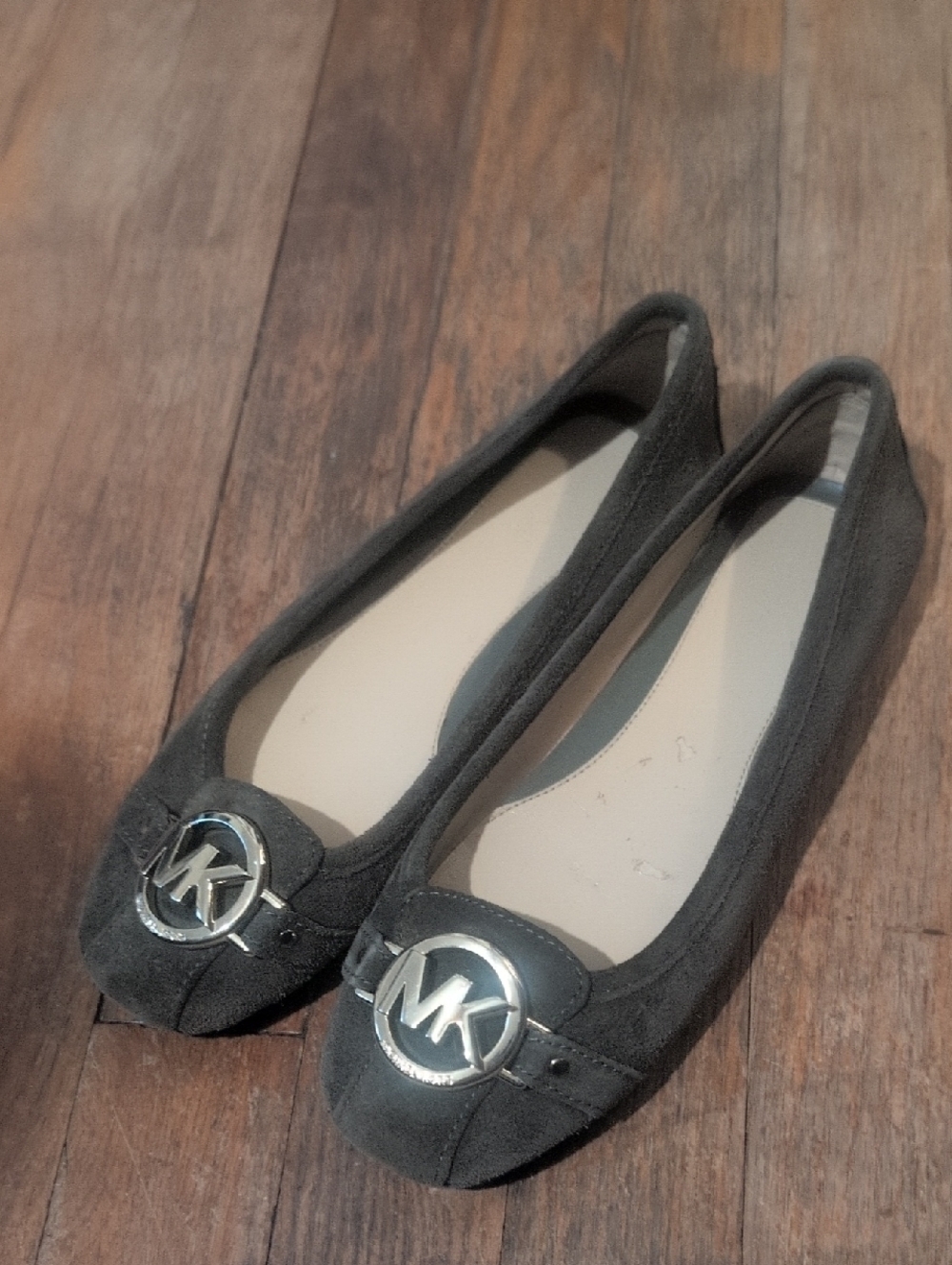 Michael Kors Olive Green Suede MK Logo Ballet Flats